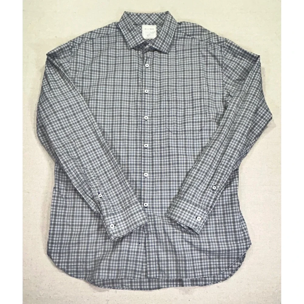BILLY REID Men's XXL Button Plaid Dress‎ Shirt Long Sleeve MADE IN ITALY